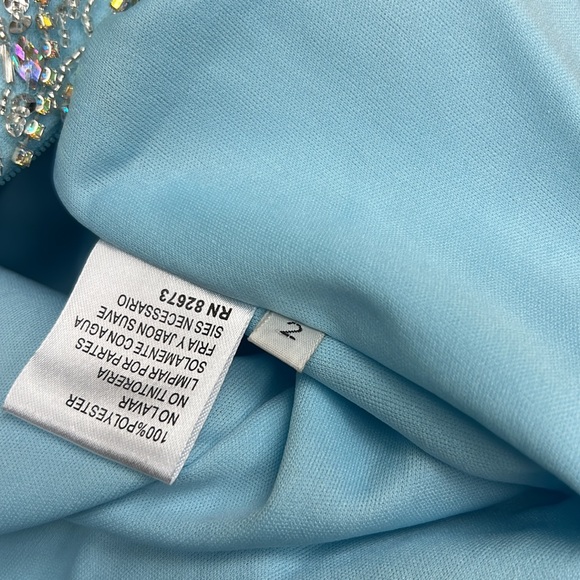 Montage by MON Cheri mermaid mock neck embroidered low back long gown - Picture 13 of 16